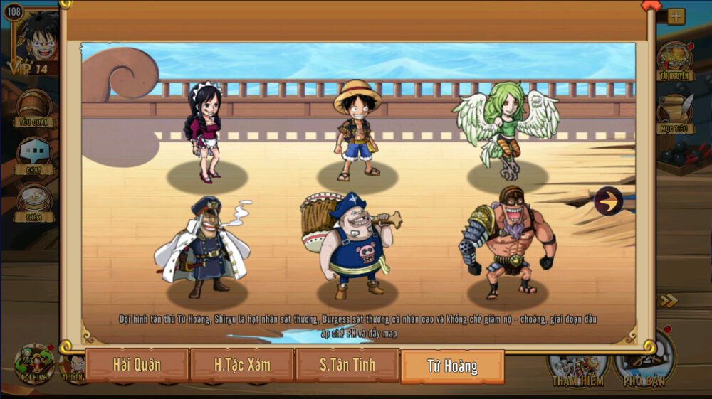 Trò chơi cung cấp hơn 100 nhân vật One Piece có tạo hình chibi 2D